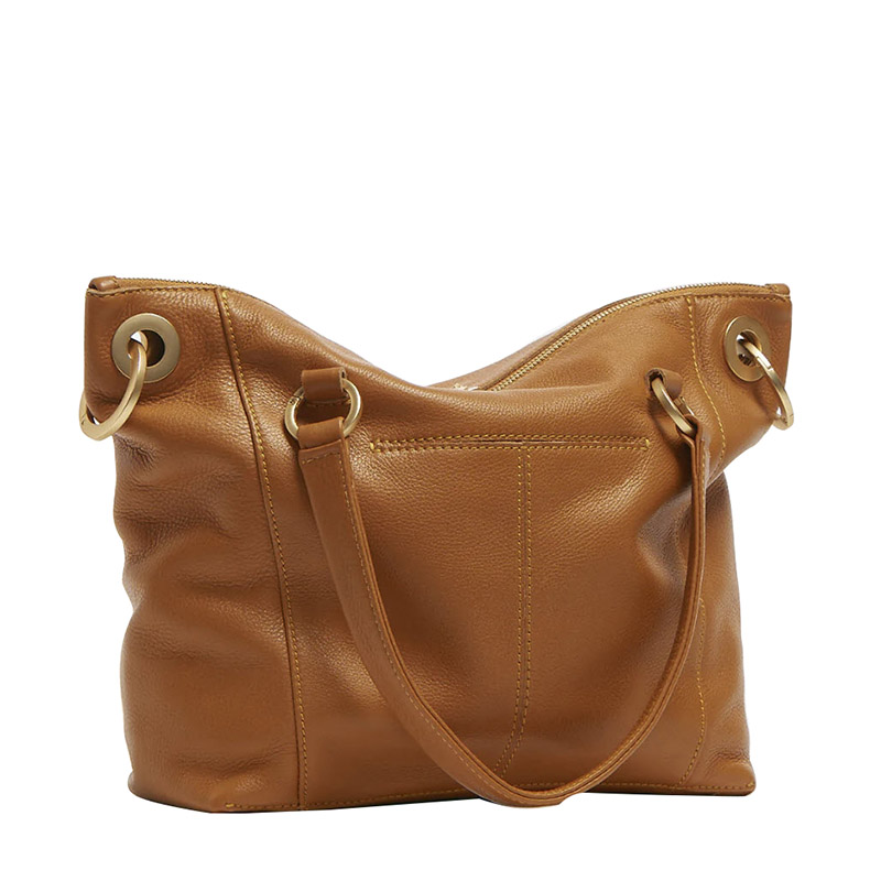 Hammitt Daniel Medium Top Handle Bag, Nectar Tan and Brushed Gold Tone Hardware