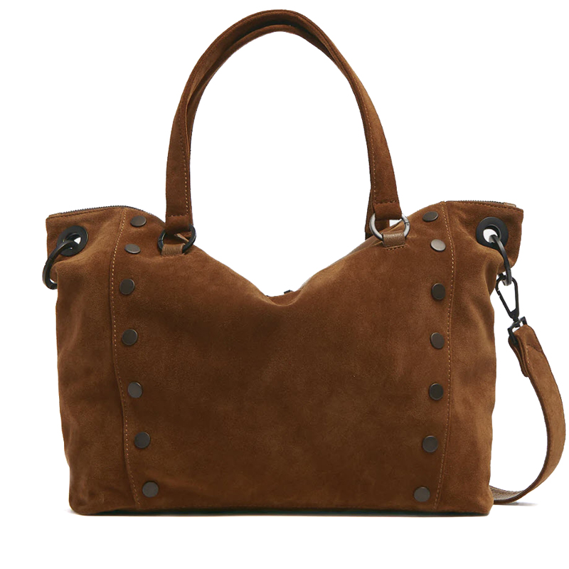 Hammitt Daniel Large Tote Bag, Mahogany Suede and Bronze Hardware
