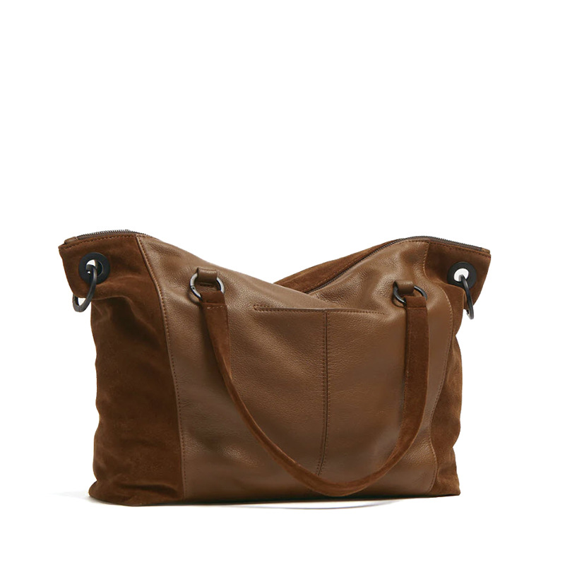 Hammitt Daniel Large Tote Bag, Mahogany Suede and Bronze Hardware
