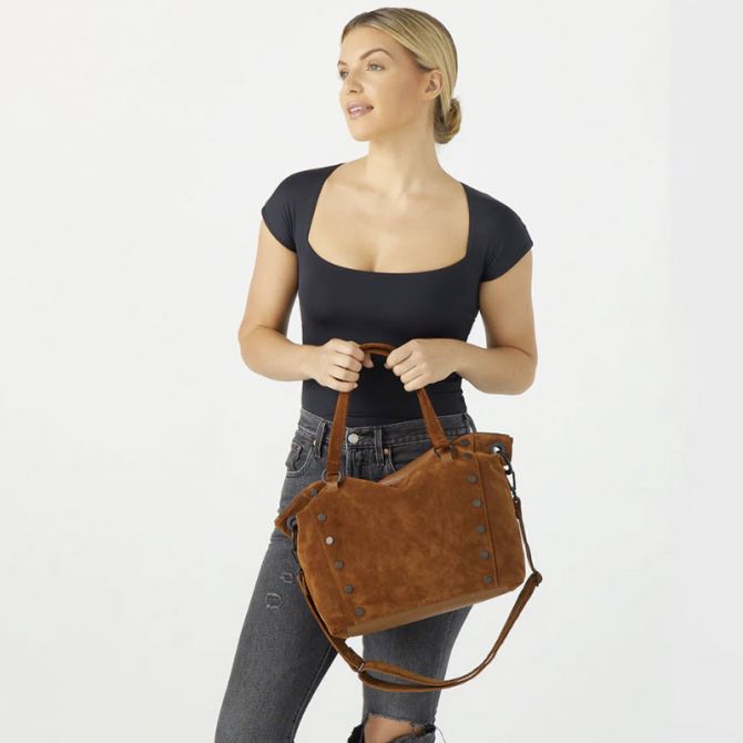 Hammitt Daniel Large Tote Bag, Mahogany Suede and Bronze Hardware