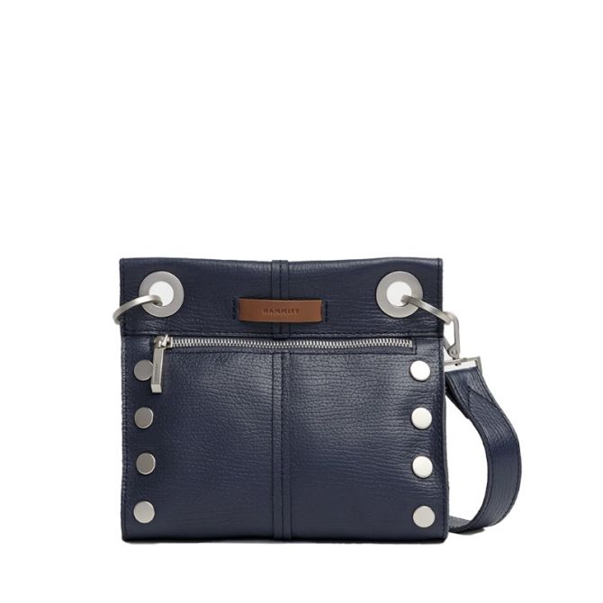 Hammitt Tony Small Crossbody, Indigo Navy and Brushed Silver Hardware