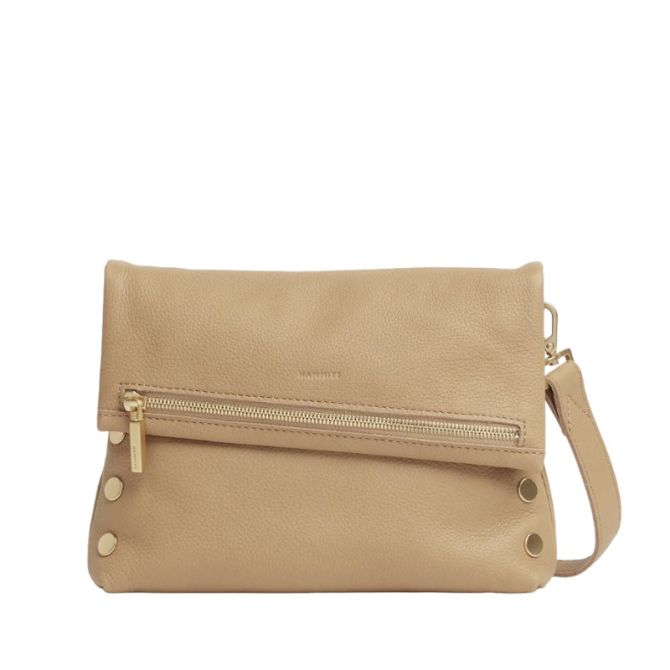 Hammitt VIP Medium Crossbody Clutch, Toasted Tan and Brushed Yellow Gold Hardware