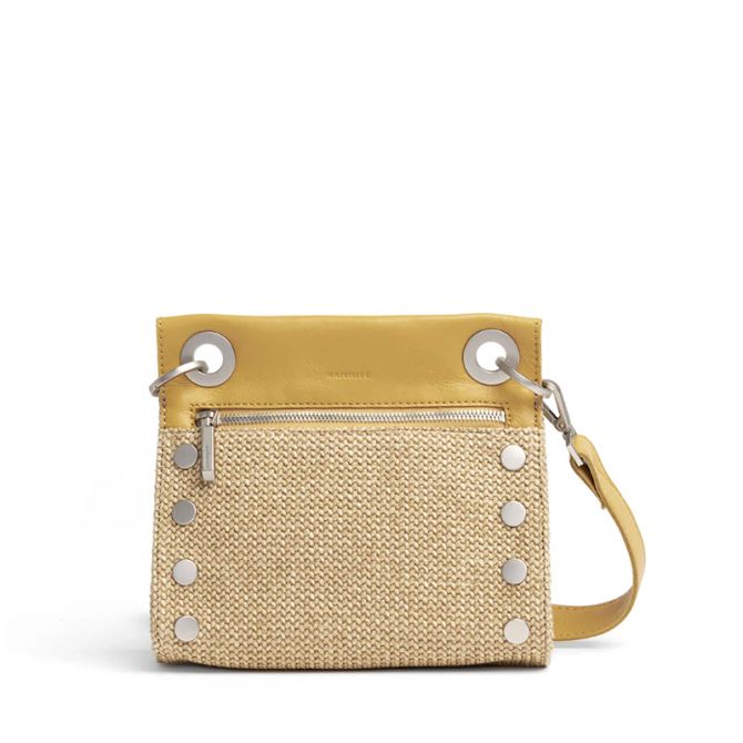 Hammitt Tony Small Crossbody, Chanterelle Raffia and Brushed Silver Tone Hardware
