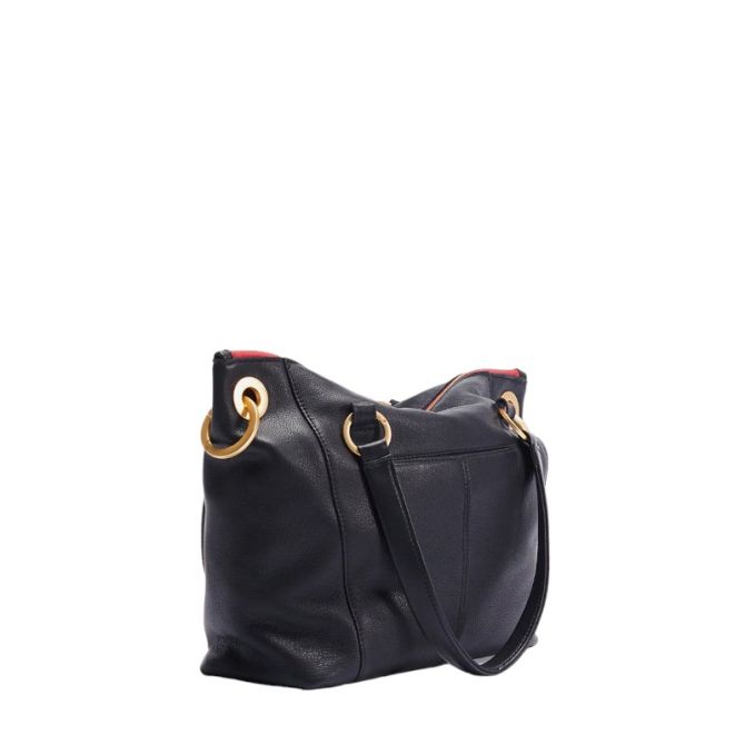 Hammitt Medium Daniel Top Handle Bag, Black and Brushed Yellow Gold Hardware