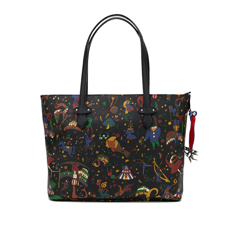 Piero Guidi Chiara Magic Circus Black Shopping Tote, Large