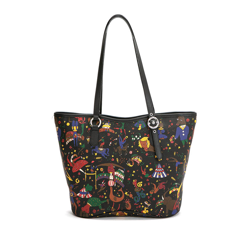Piero Guidi Magic Circus Black Shopping Tote, Medium