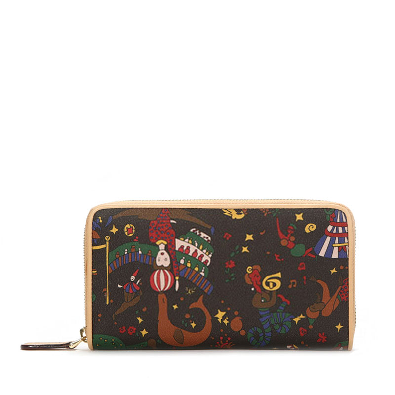 Piero Guidi Magic Circus Long Zip Around Wallet, Brown