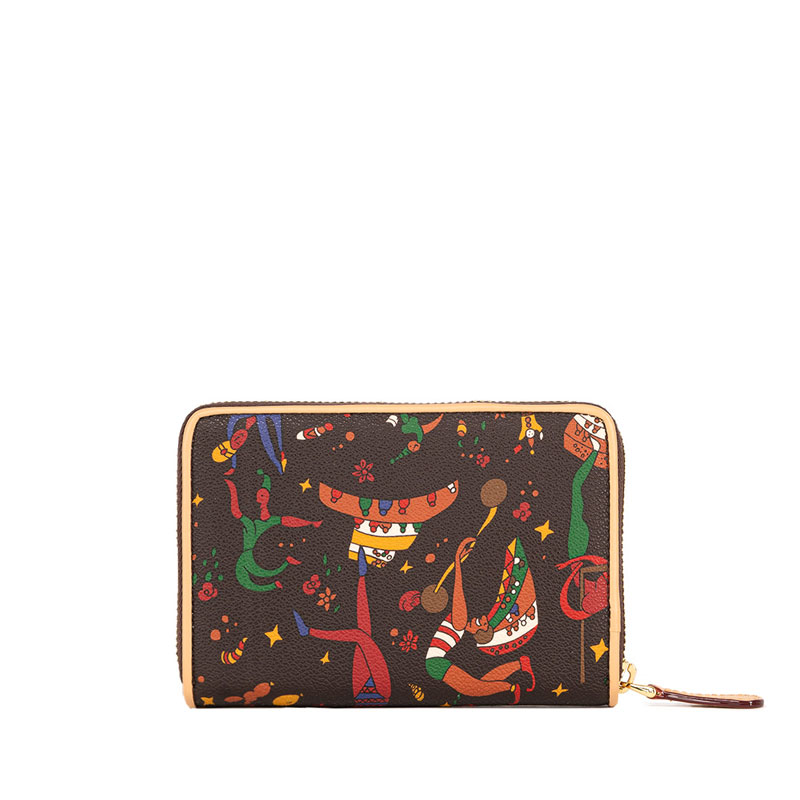 Piero Guidi Magic Circus Short Zip Around Wallet, Brown
