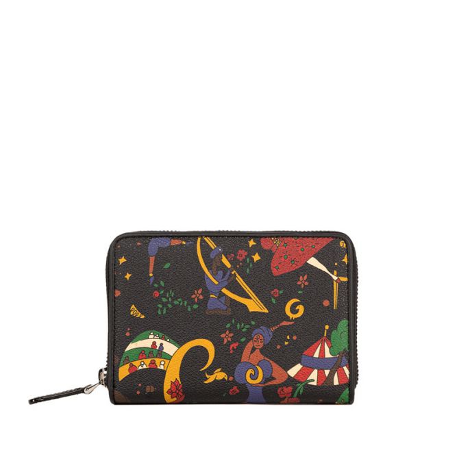 Piero Guidi Magic Circus Short Zip Around Wallet, Black
