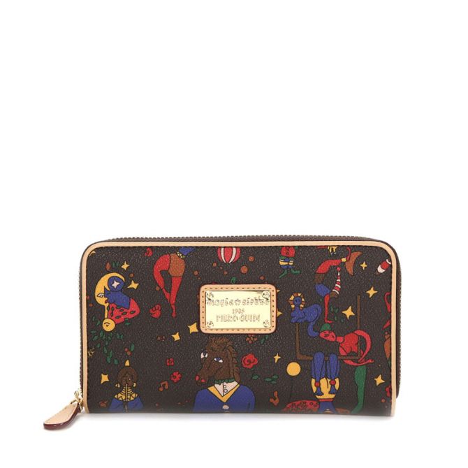 Piero Guidi Magic Circus Medium Zip Around Wallet, Brown