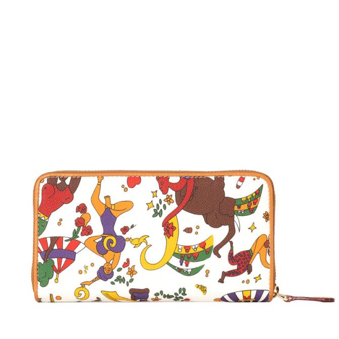 Piero Guidi Magic Circus Medium Zip Around Wallet, White