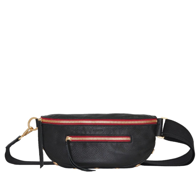Hammitt Medium Charles Crossbody, Black and Brushed Yellow Gold Hardware