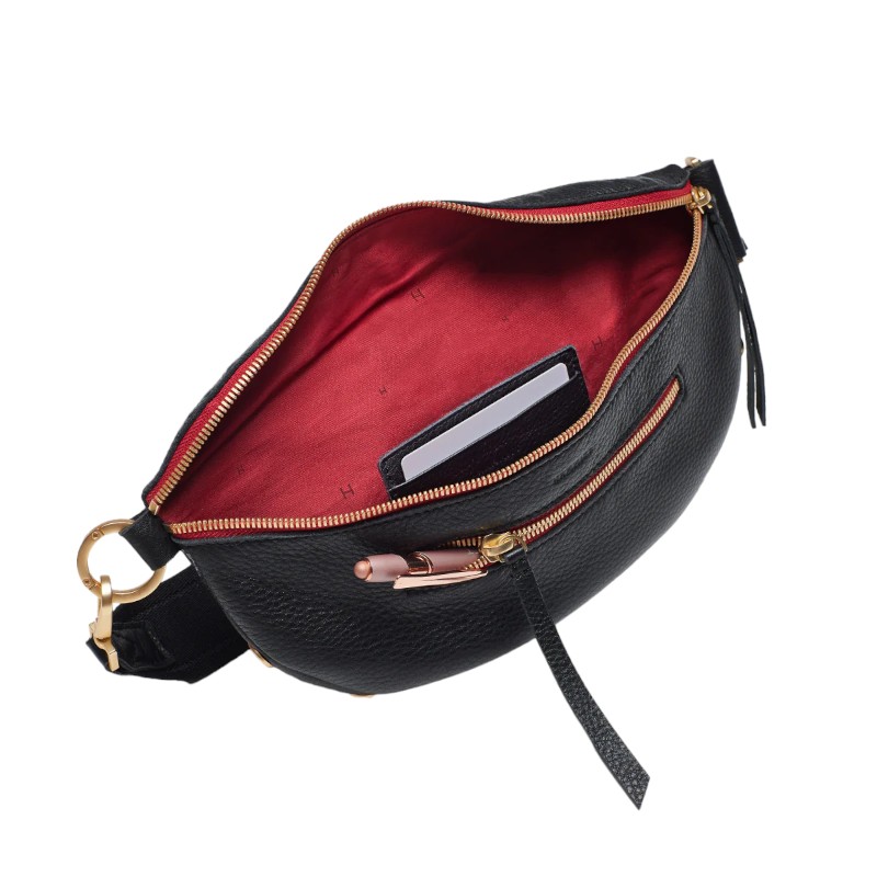 Hammitt Medium Charles Crossbody, Black and Brushed Yellow Gold Hardware