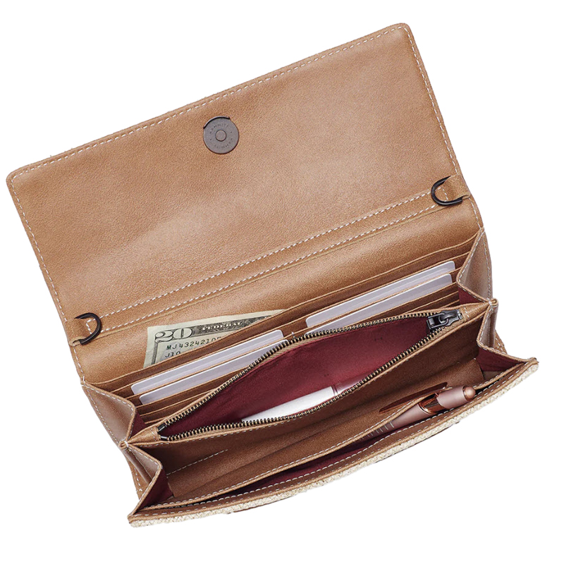 Hammitt AJ Crossbody Clutch, Saddle Raffia and Bronze Hardware