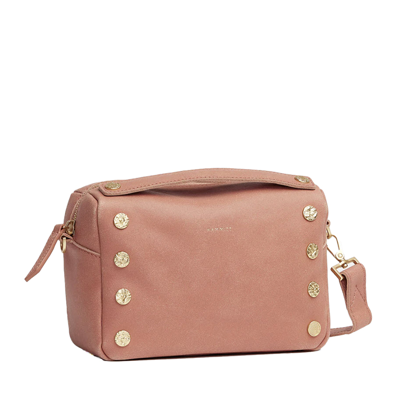 Hammitt Evan Crossbody, Sorbet Pink with Brushed Gold Tone Hammered Hardware