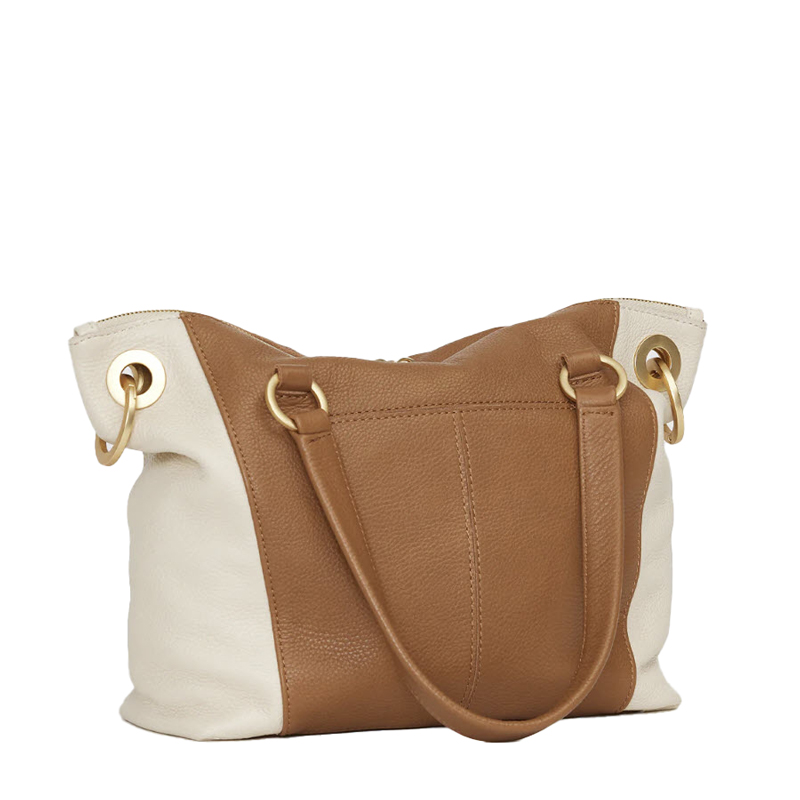 Hammitt Daniel Medium Top Handle Bag, Cafe au Lait and Brushed Gold Tone Hardware