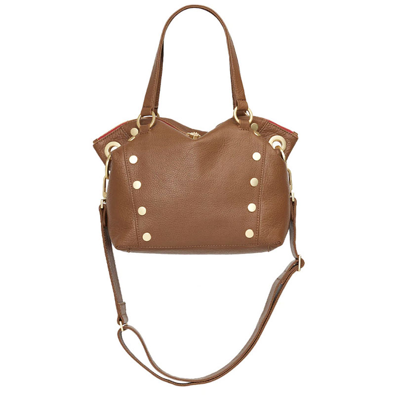 Hammitt Daniel Medium Top Handle Bag, Mahogany Pebble and Brushed Gold Hardware