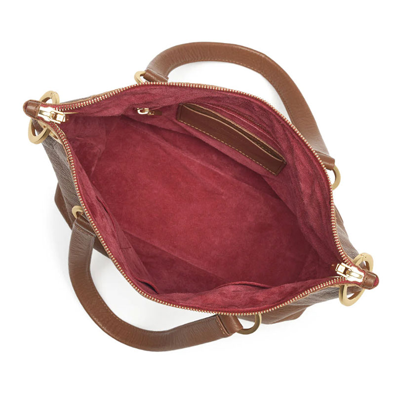 Hammitt Daniel Medium Top Handle Bag, Mahogany Pebble and Brushed Gold Hardware