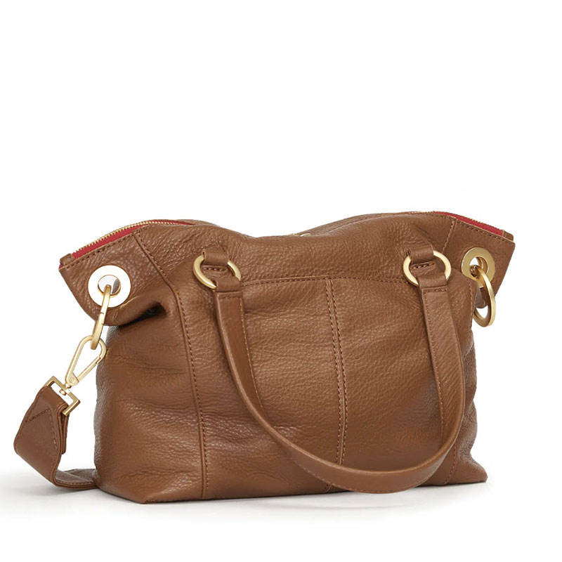Hammitt Daniel Medium Top Handle Bag, Mahogany Pebble and Brushed Gold Hardware
