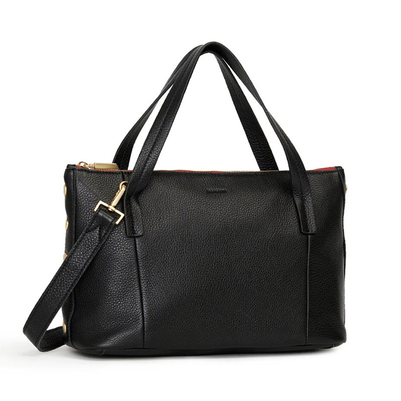 Hammitt Addie Medium Top Handle Bag, Black and Brushed Gold Hardware