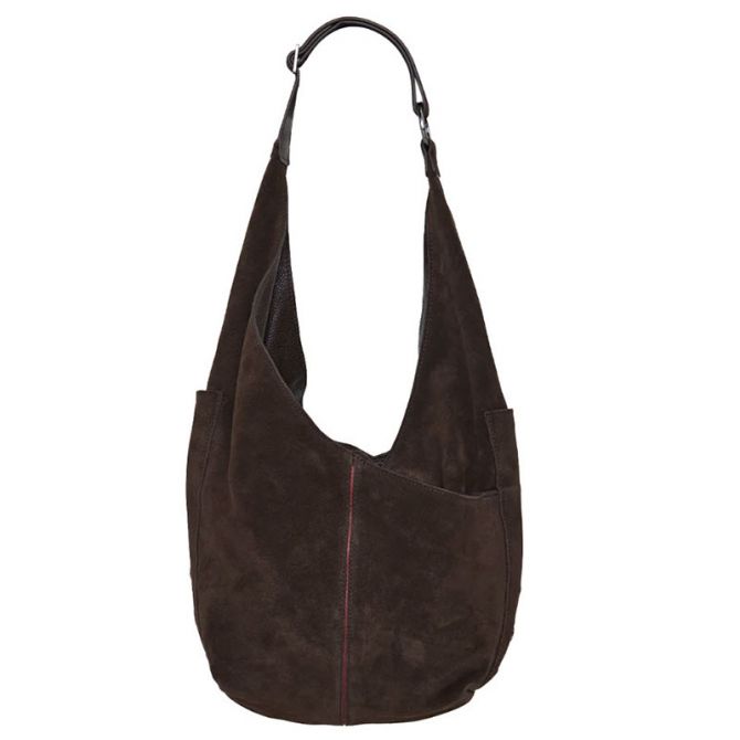 Hammitt Tom Zip Shoulder Bag, Espresso Suede and Gunmetal Hardware