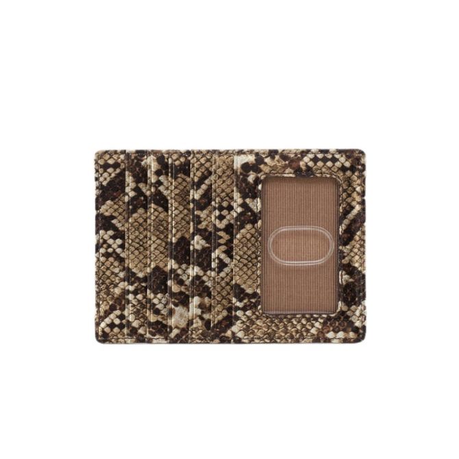 HOBO Euro Slide Card Case, Golden Snake Printed Leather
