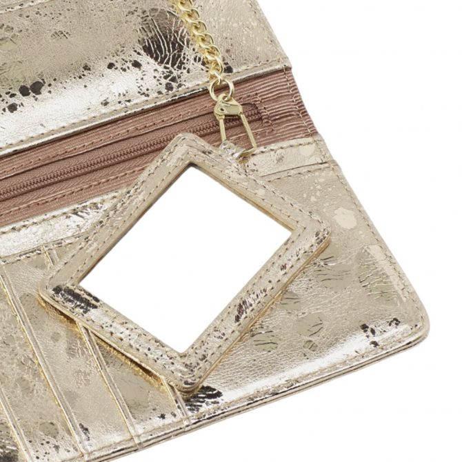 HOBO Rachel Continental Wallet, Gilded Marble in Metallic Leather