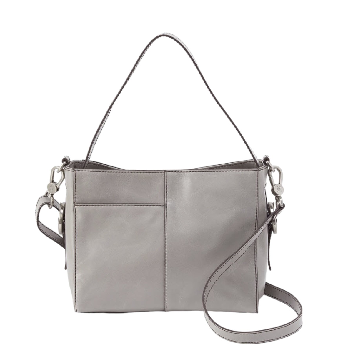 HOBO Render Small Crossbody, Light Grey in Polished Leather