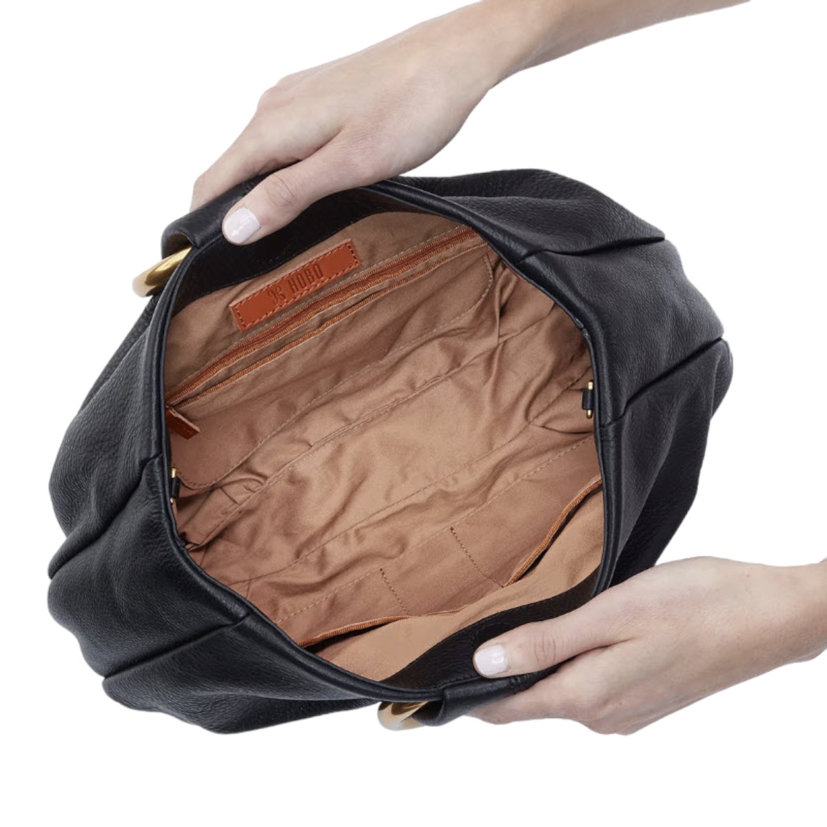 HOBO Sheila Hard Ring Satchel, Black in Pebbled Leather