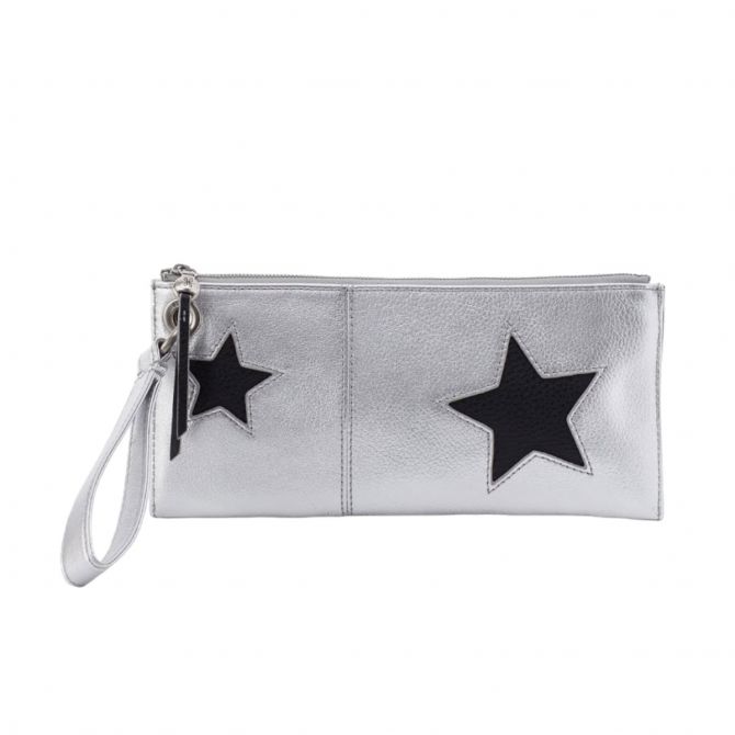 HOBO Vida Wristlet, Argento in Metallic Leather NV-22654AGTO