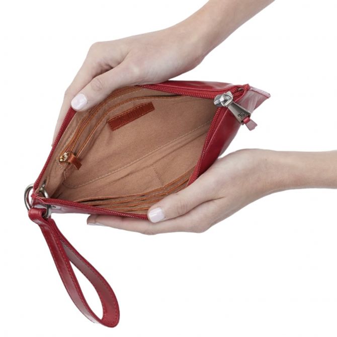 HOBO Vida Wristlet, Claret in Polished Leather VI-32185CLRT