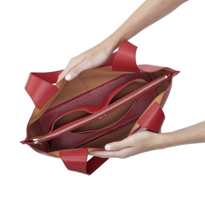 HOBO Vida Tote, Tango Red in Micro Pebbled Leather MP-57525TRBS