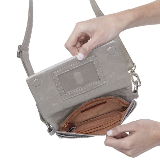 HOBO Winn Belt Bag, Light Grey in Polished Leather