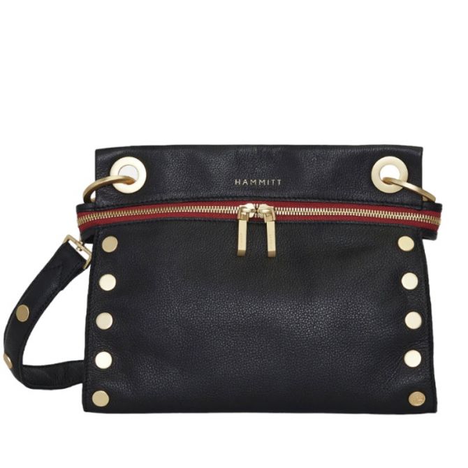 Hammitt Tony Signature Medium Crossbody, Black and Brushed Gold Hardware