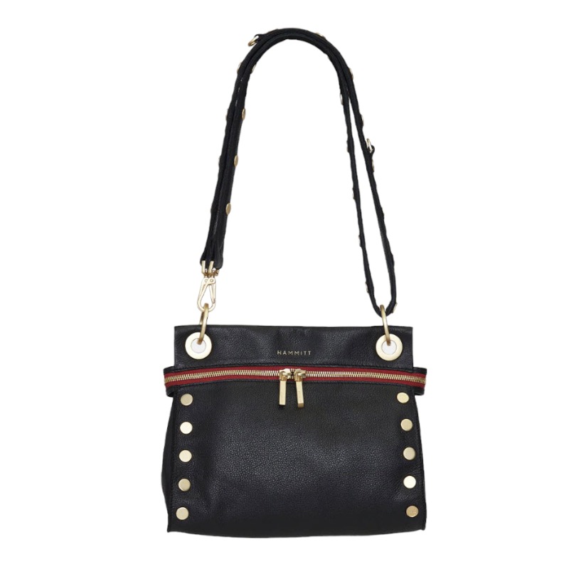 Hammitt Tony Signature Medium Crossbody, Black and Brushed Gold Hardware