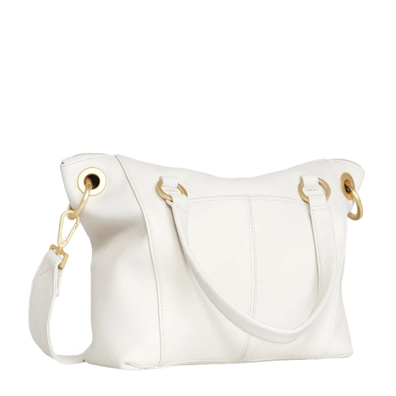 Hammitt Daniel Medium Top Handle Crossbody, Calla Lily White and Brushed Yellow Gold Hardware