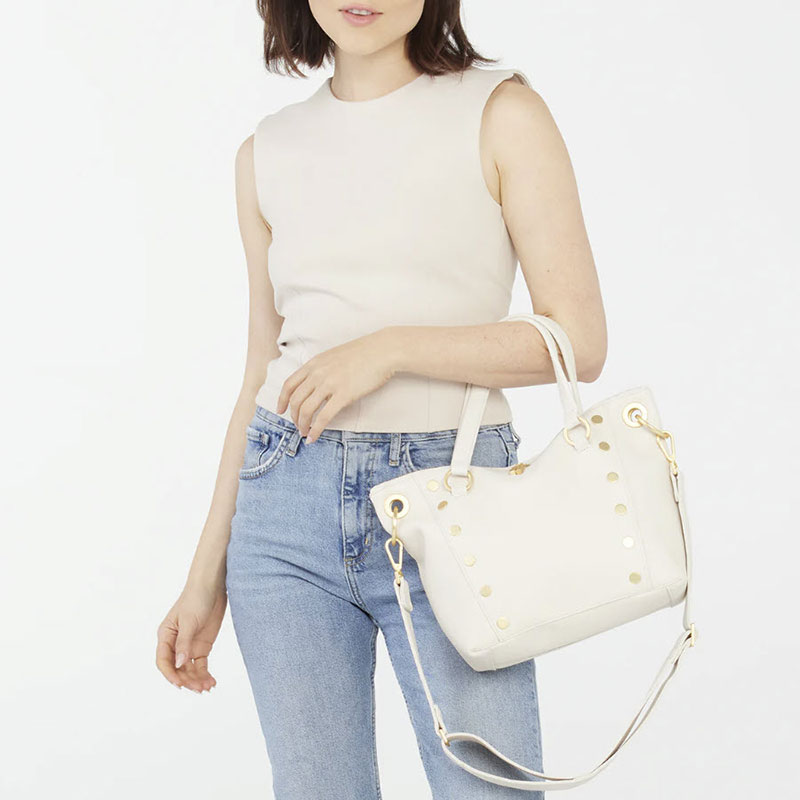 Hammitt Daniel Medium Top Handle Crossbody, Calla Lily White and Brushed Yellow Gold Hardware
