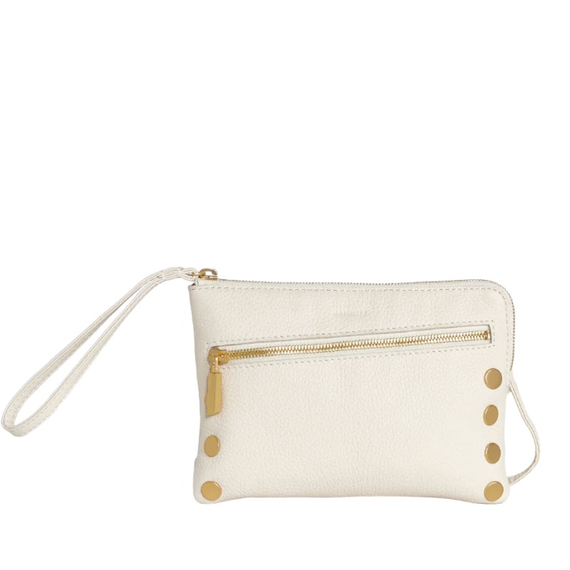 Hammitt Nash Small Wristlet, Calla Lily White and Brushed Yellow Gold Hardware