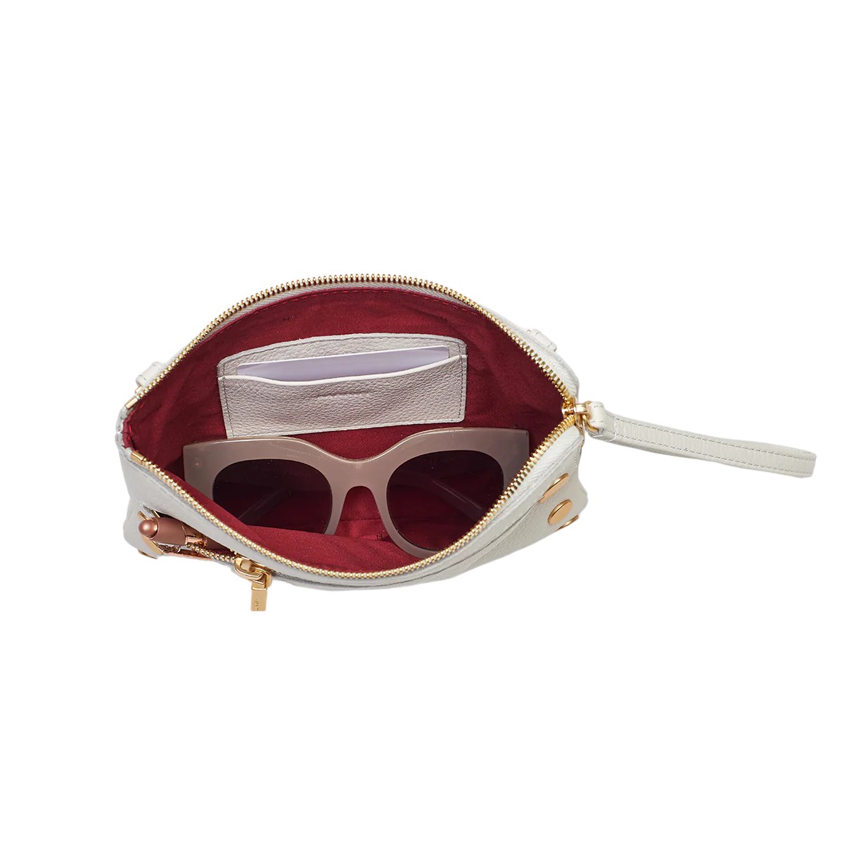 Hammitt Nash Small Wristlet, Calla Lily White and Brushed Yellow Gold Hardware