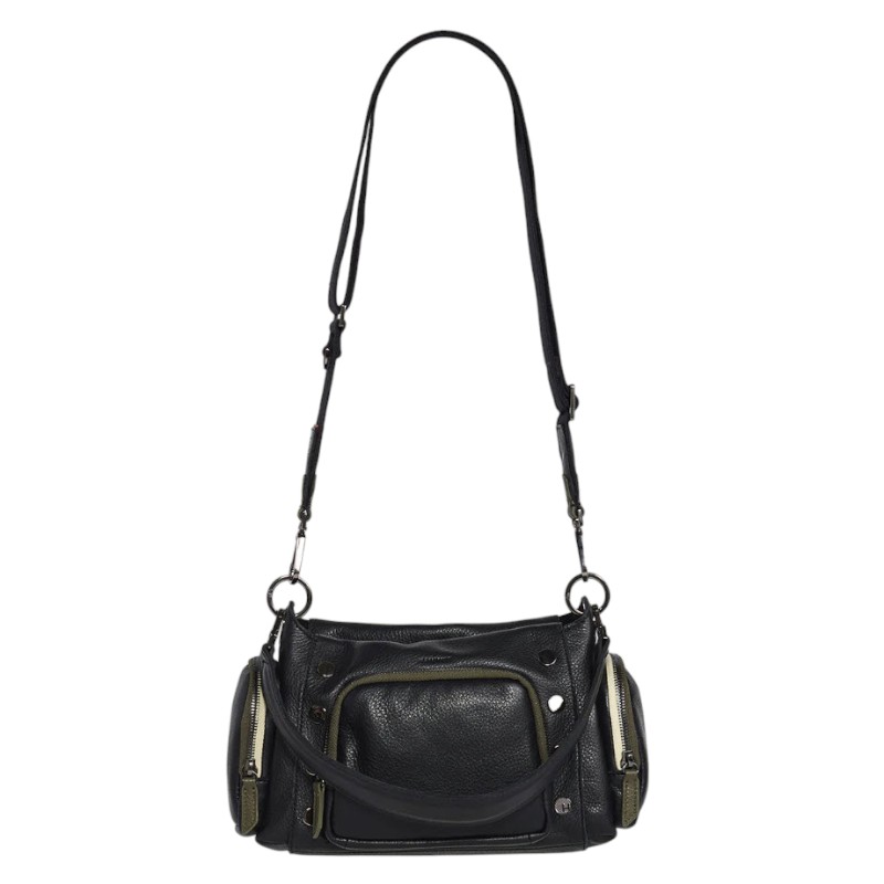 Hammitt Bryant Medium Top Handle Crossbody Bag, Cargo Black and Gunmetal Hardware