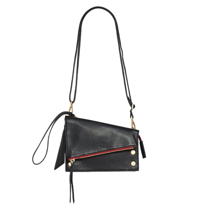 Hammitt Curtis Crossbody Bag, Black and Brushed Yellow Gold Hardware
