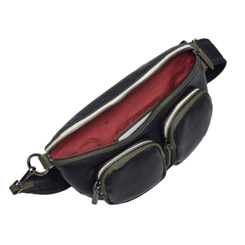 Hammitt Medium Charles Crossbody, Cargo Black and Gunmetal Hardware