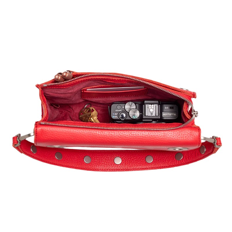 Hammitt Small Montana Clutch, Lighthouse Red and Brushed Silver Hardware