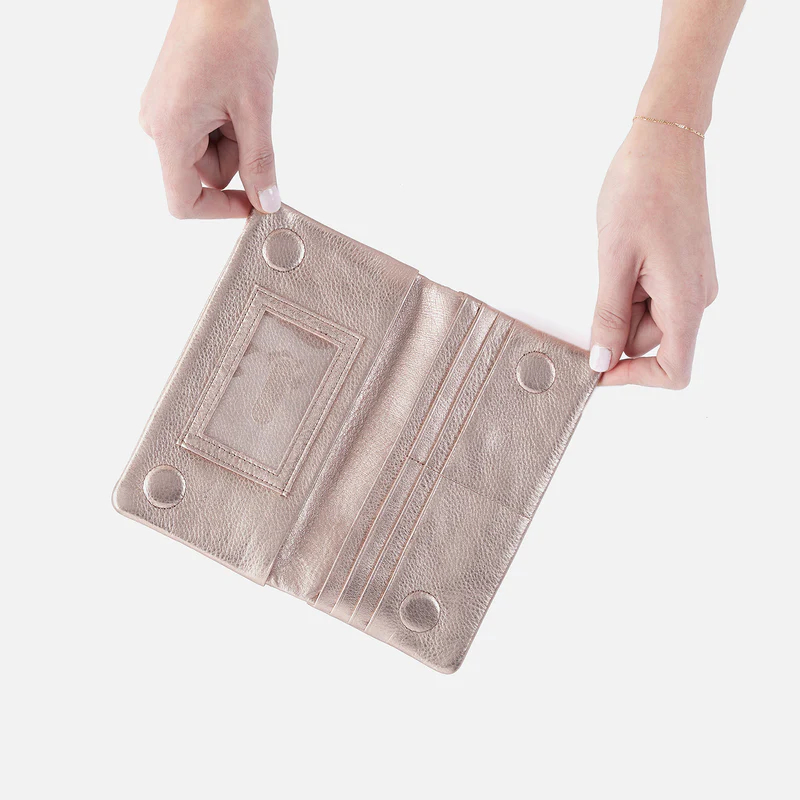 HOBO Lumen Continental Wallet, Pink Gold Metallic