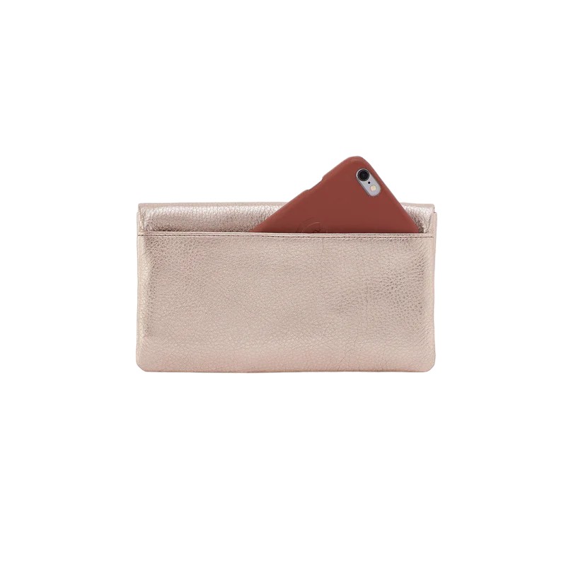 HOBO Lumen Continental Wallet, Pink Gold Metallic