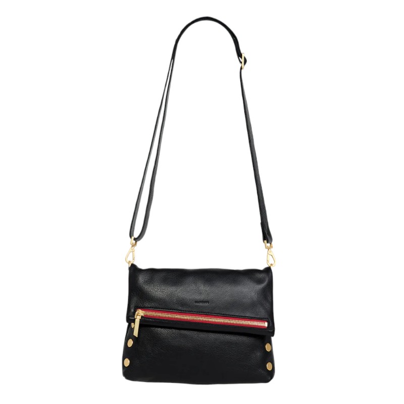 Hammitt VIP Medium Crossbody, Black and Brushed Yellow Gold Hardware