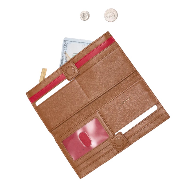 Hammitt 110 North Wallet, Mahogany Pebble and Brushed Yellow Gold Hardware