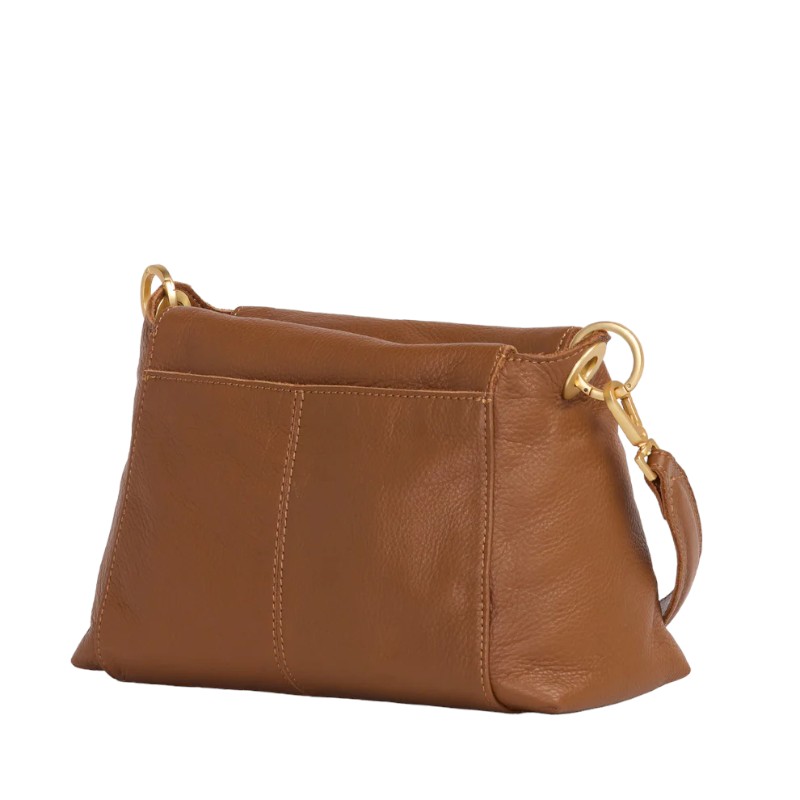 Hammitt Bryant Medium Shoulder Bag, Mahogany Pebble and Brushed Yellow Gold Hardware