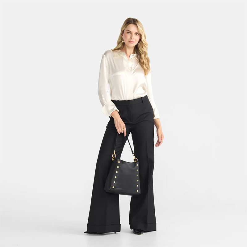 Hammitt Bryant Large Crossbody, Black and Brushed Yellow Gold Hardware