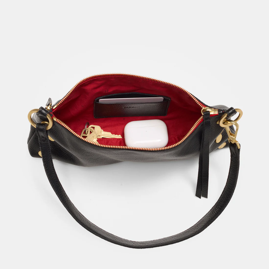 Hammitt Kyle Shoulder Bag, Black and Brushed Yellow Gold Hardware